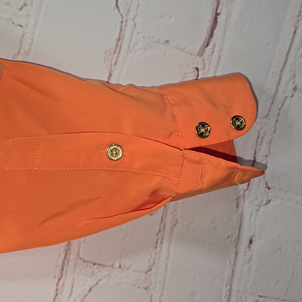 Vince Camuto Tennessee Orange Button Down Polyester Blouse Wimens Size Small - Picture 6 of 10